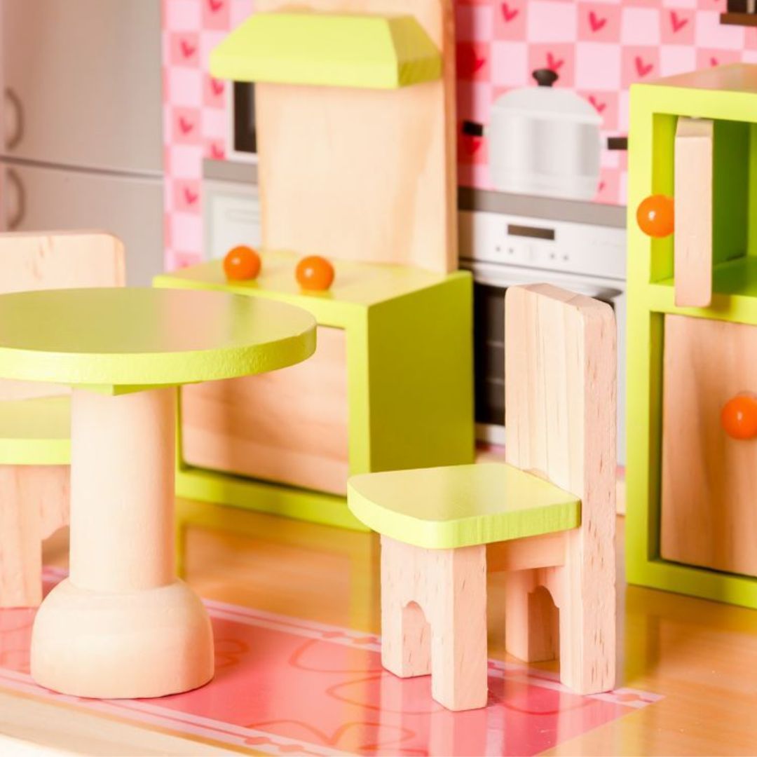 Puppenhaus aus Holz mit Möbeln "Rose"