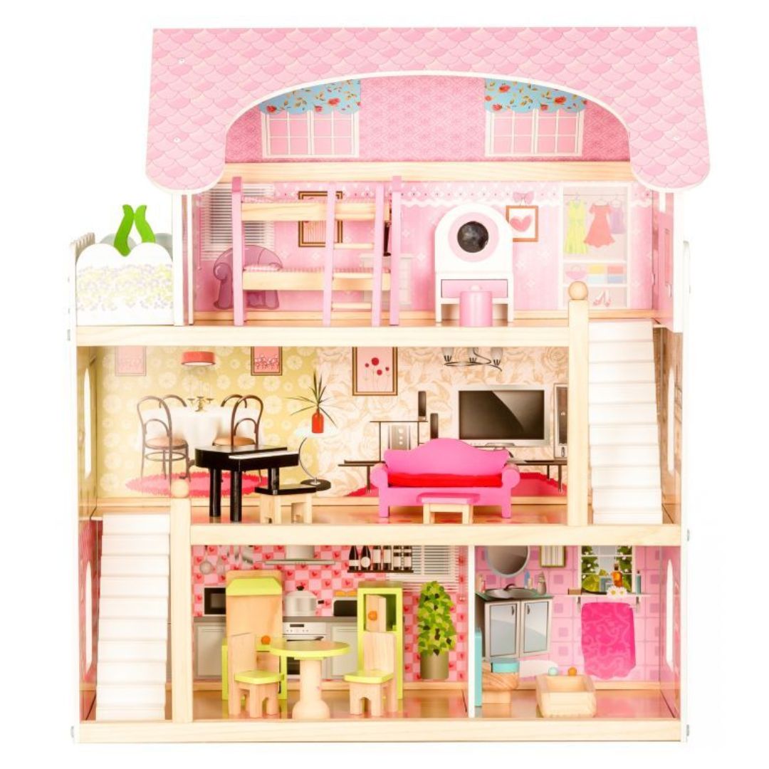 Puppenhaus aus Holz mit Möbeln "Rose"