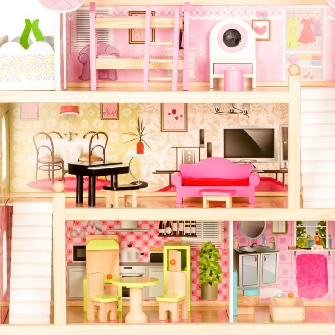 Puppenhaus aus Holz mit Möbeln "Rose"