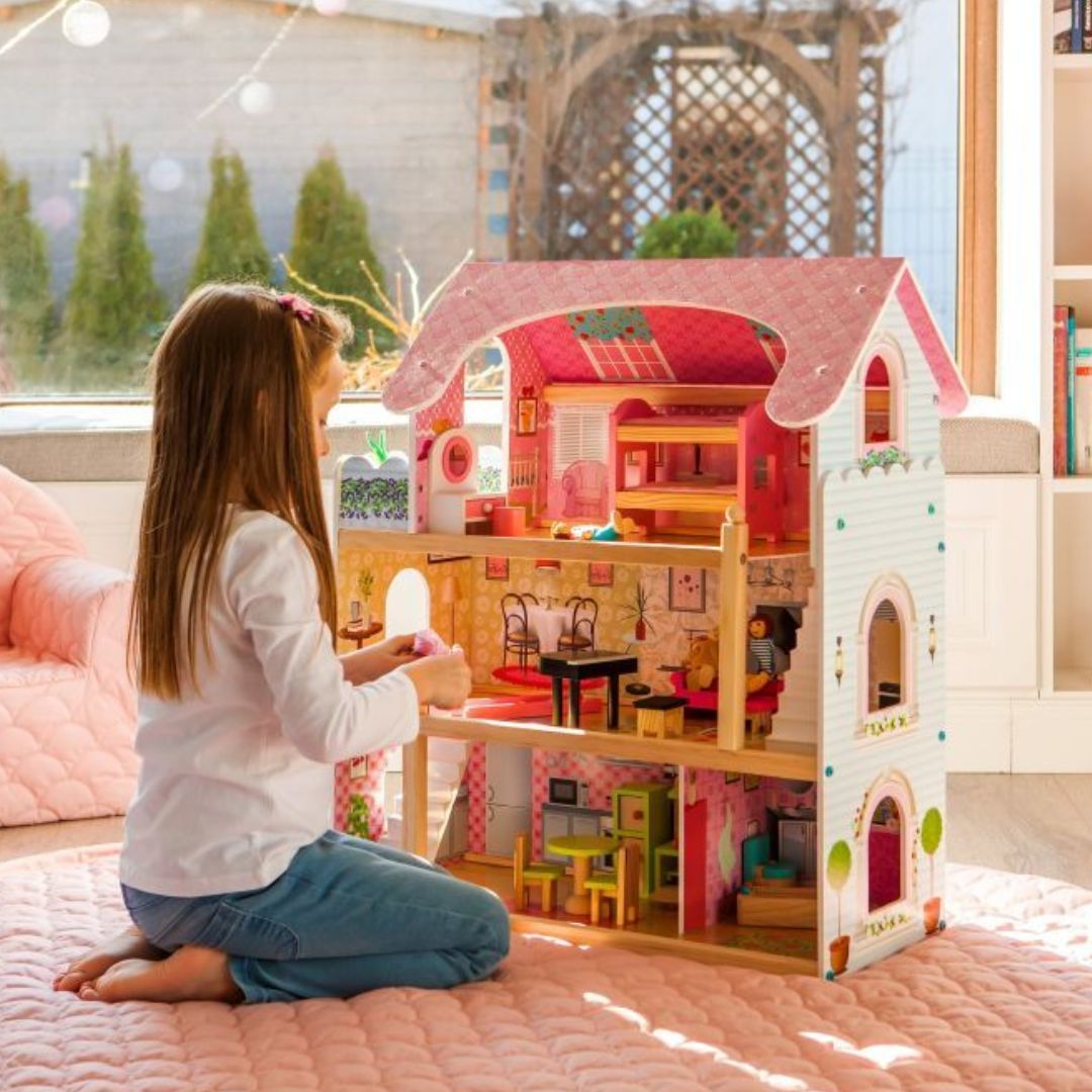 Puppenhaus aus Holz mit Möbeln "Rose"