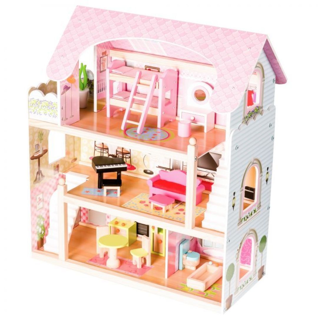 Puppenhaus aus Holz mit Möbeln "Rose"