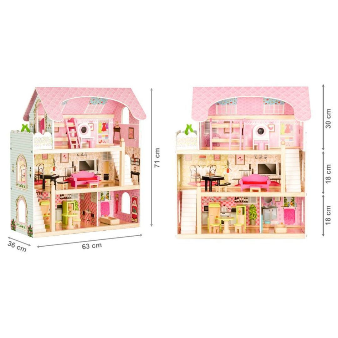 Puppenhaus aus Holz mit Möbeln "Rose"