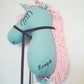handgemachtes Steckenpferd aus Leinen blau