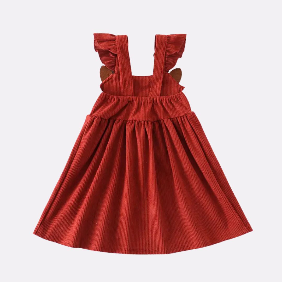 Cord Kleid Hirsch Design rotbraun