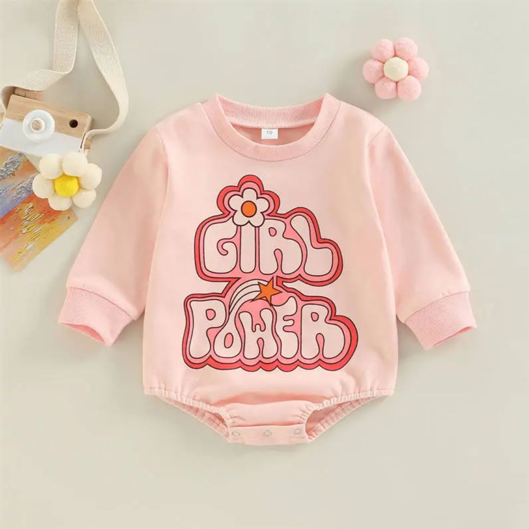 Sweatshirt Body langarm "Girl Power" rosa