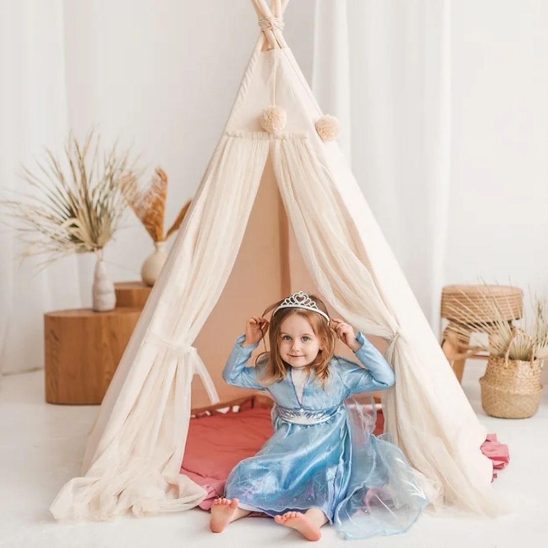Kinder Tipi Zelt "Prinzessin" mit Tüll ecru