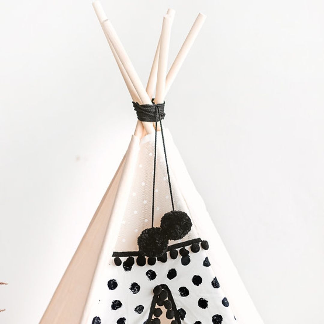 Schwarze Polka Dots Tipi Zelt für Kinder