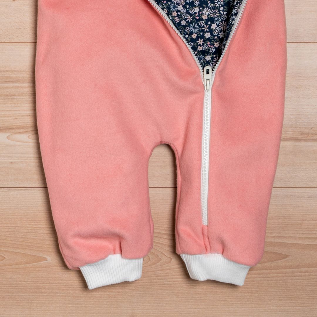 Wollfleece Overall "Blumenmuster" rosa